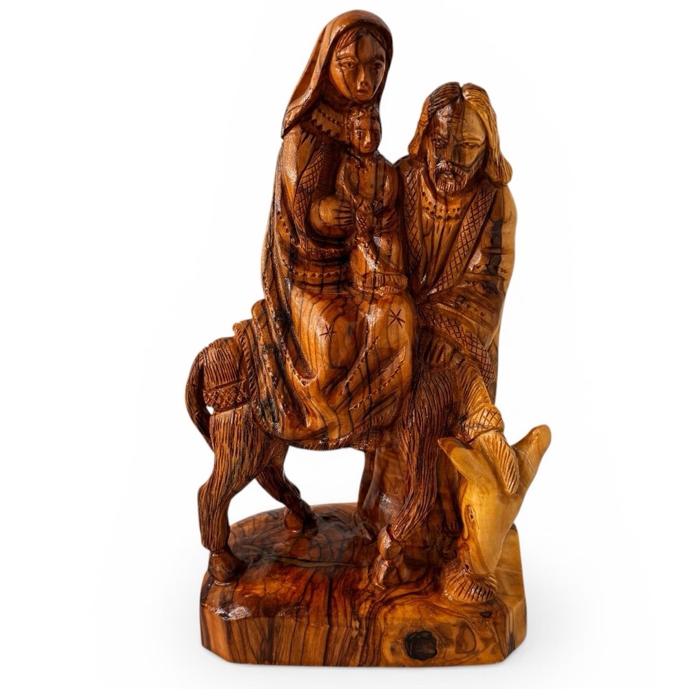 FLIGHT TO EGYPT Hand Carved Mary Joseph Jesus Olive Wood Holy Family Holy Land